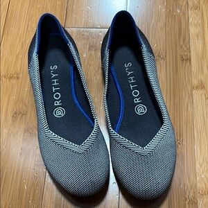 Rothy's Birdseye White Blue Navy Women's Flats 7.5
